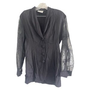GRANITE Junior’s Black Sheer‎ Long Sleeve 4 Button Blazer Blouse-Size 5
